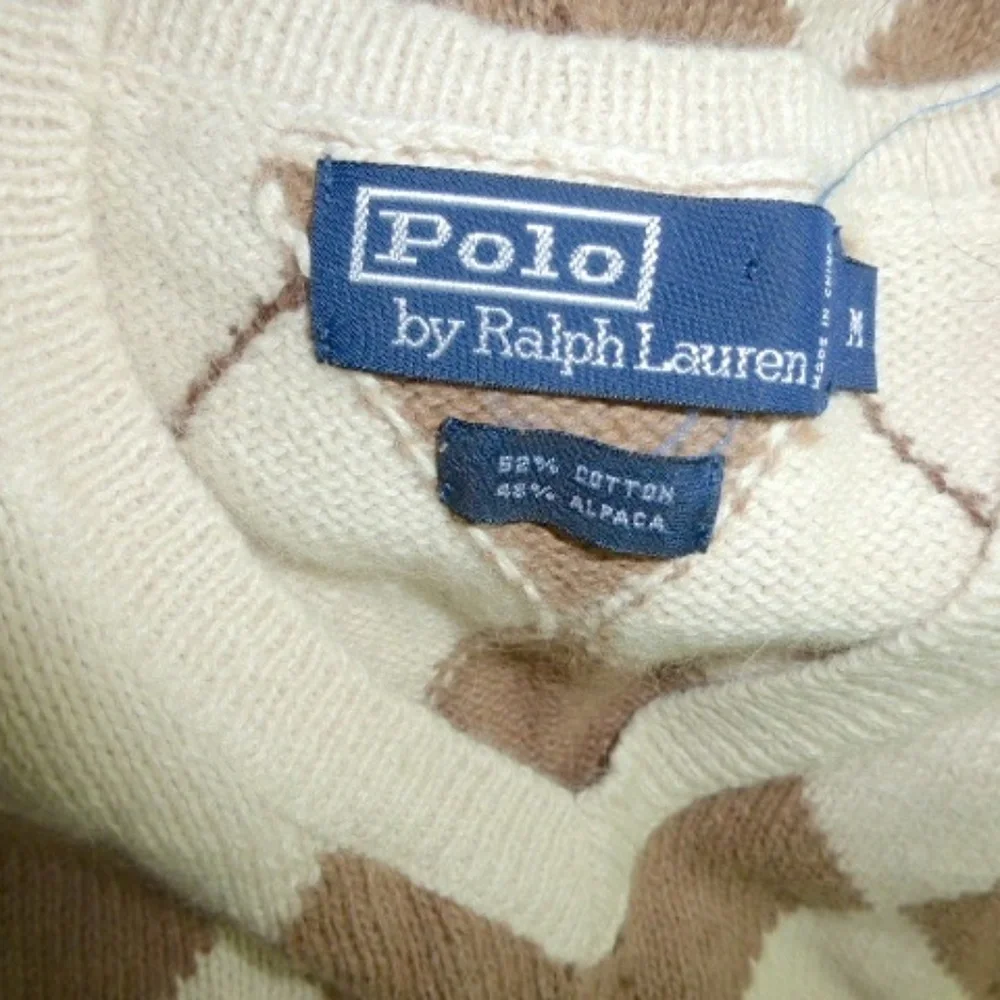 POLO RALPH LAUREN alpaca cotton ARGYLE v sweater M